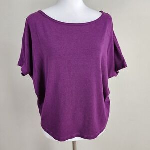 Bamboo T Shirt Womens Small Purple Jersey Relaxed Top Oversize Made In Canada